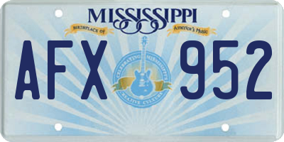 MS license plate AFX952