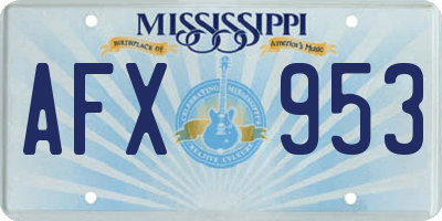 MS license plate AFX953