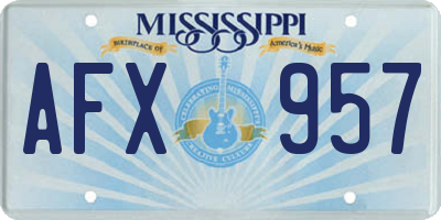 MS license plate AFX957