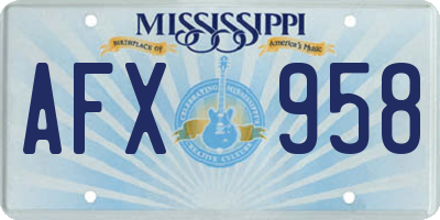 MS license plate AFX958