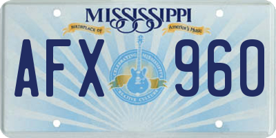 MS license plate AFX960