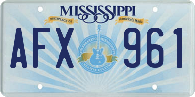 MS license plate AFX961
