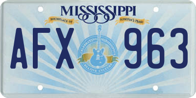 MS license plate AFX963