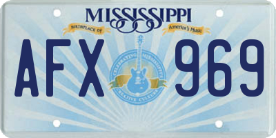 MS license plate AFX969