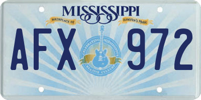 MS license plate AFX972