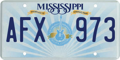 MS license plate AFX973