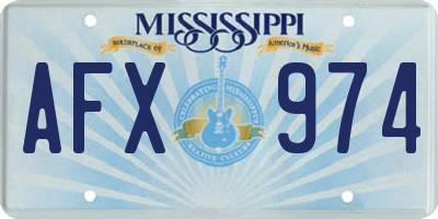 MS license plate AFX974