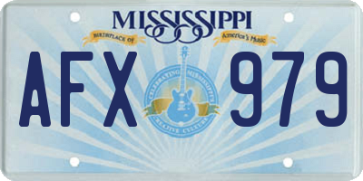 MS license plate AFX979