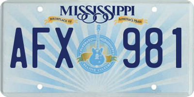 MS license plate AFX981