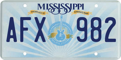 MS license plate AFX982