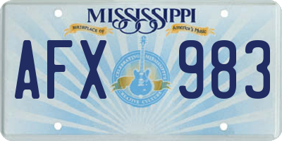 MS license plate AFX983