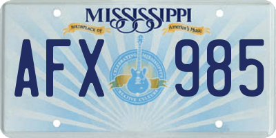 MS license plate AFX985
