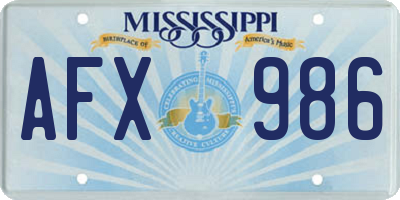 MS license plate AFX986