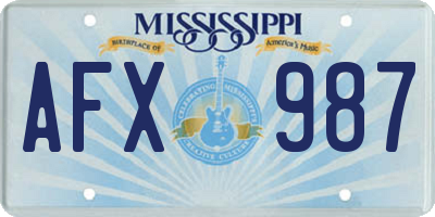 MS license plate AFX987