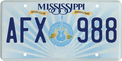 MS license plate AFX988