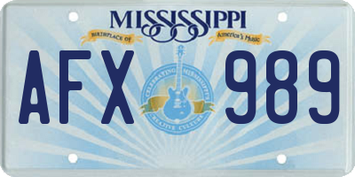 MS license plate AFX989