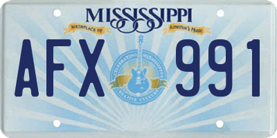 MS license plate AFX991