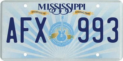 MS license plate AFX993