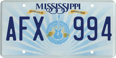 MS license plate AFX994