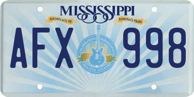 MS license plate AFX998