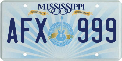 MS license plate AFX999