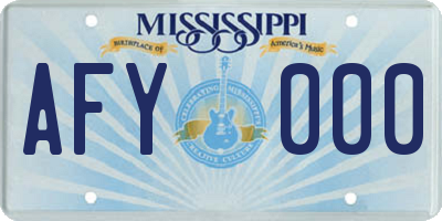 MS license plate AFY000