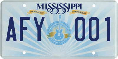MS license plate AFY001