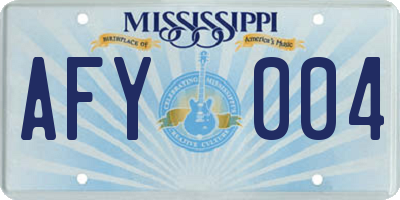 MS license plate AFY004