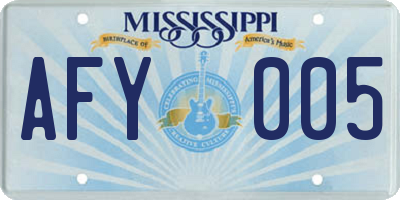 MS license plate AFY005