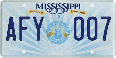 MS license plate AFY007