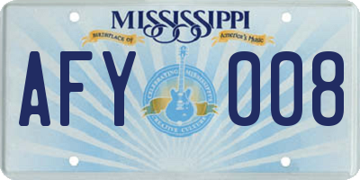MS license plate AFY008