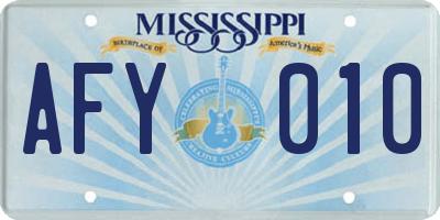 MS license plate AFY010