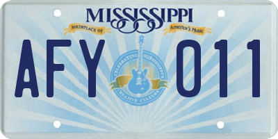 MS license plate AFY011