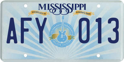 MS license plate AFY013