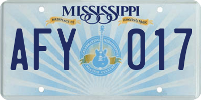 MS license plate AFY017