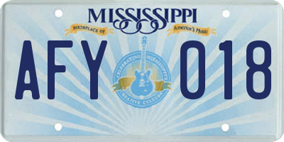 MS license plate AFY018