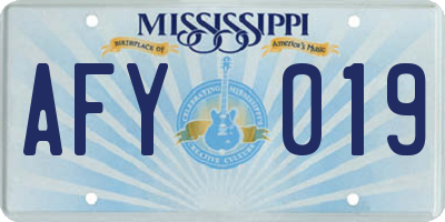 MS license plate AFY019