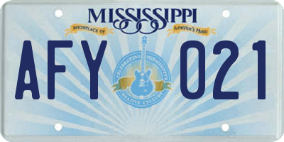 MS license plate AFY021