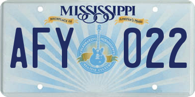 MS license plate AFY022