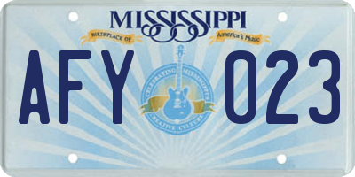 MS license plate AFY023