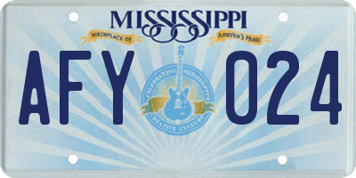 MS license plate AFY024