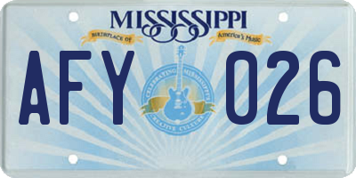 MS license plate AFY026