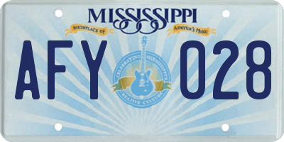 MS license plate AFY028
