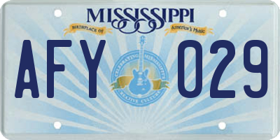 MS license plate AFY029