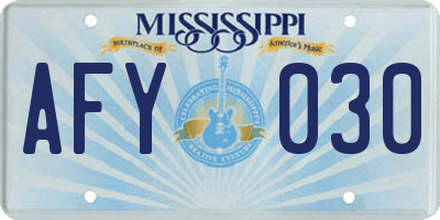 MS license plate AFY030