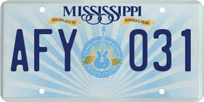 MS license plate AFY031
