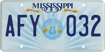 MS license plate AFY032