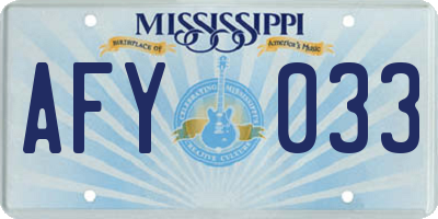 MS license plate AFY033
