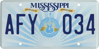 MS license plate AFY034