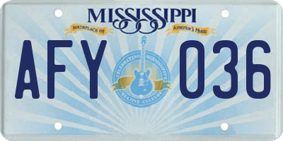 MS license plate AFY036